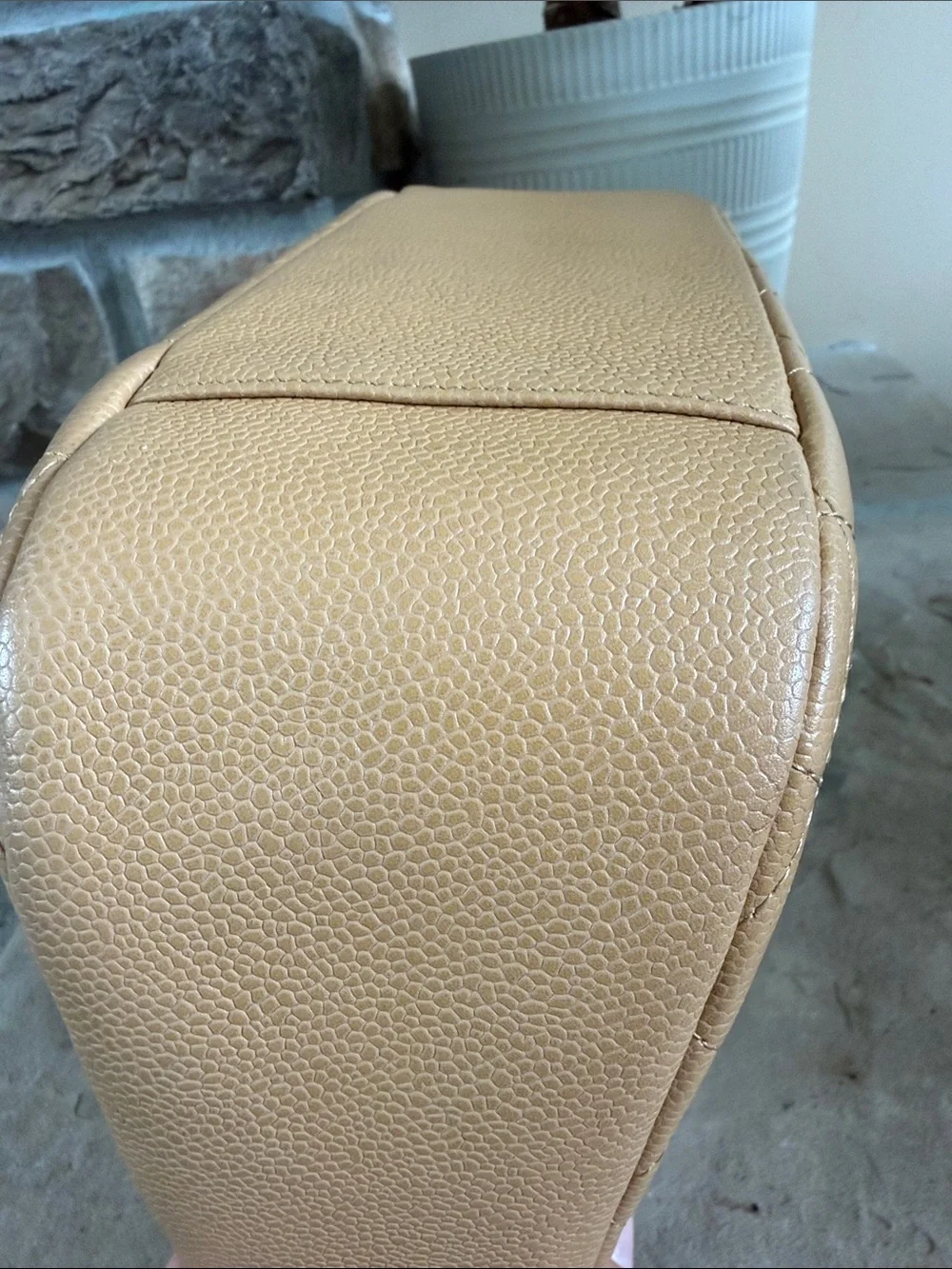 CHANEL Quilted Shoulder Bag in Camel Tan with Gold Chain